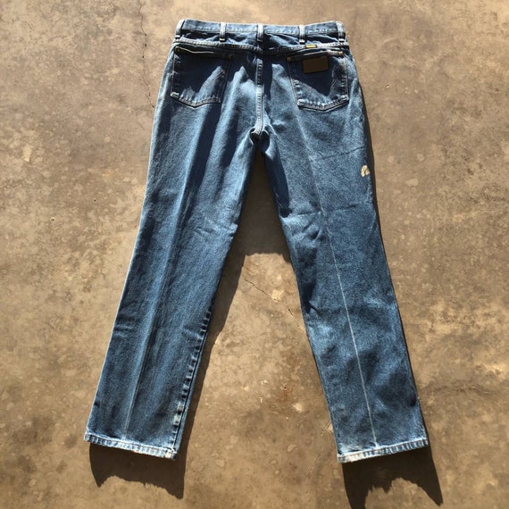 Wrangler Blue Jeans Worn in Thrashed Men's Carpen… - image 6