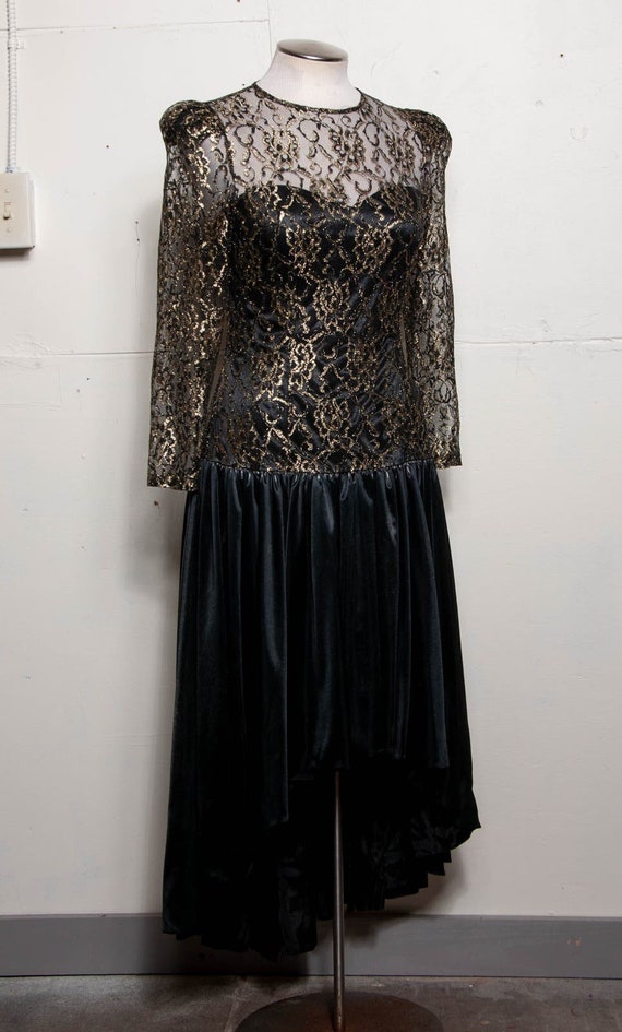 80s Black Lace Dress Vampy Vintage Sweet Heart Coc