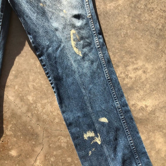 Wrangler Blue Jeans Worn in Thrashed Men's Carpen… - image 2