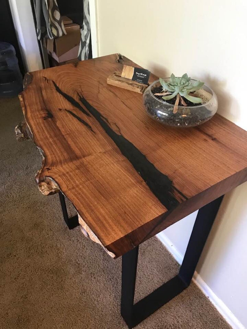 Mesquite Slab Side Table/Entry Table w/ Black Epoxy Inlays Etsy