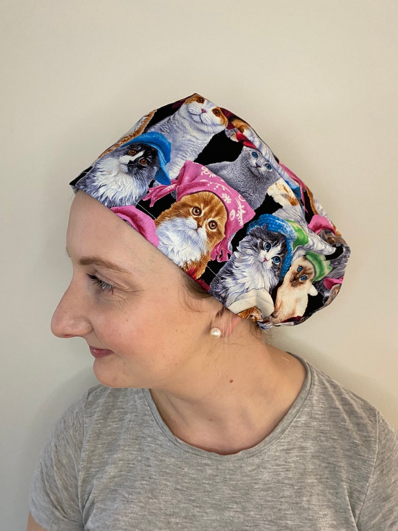 Cats in Hats Scrub Cap / Chef Hat for Nurse Doctor Vet Surgeon Etsy