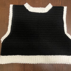 Black and White Crochet Sweater Vest | Slightly Cropped