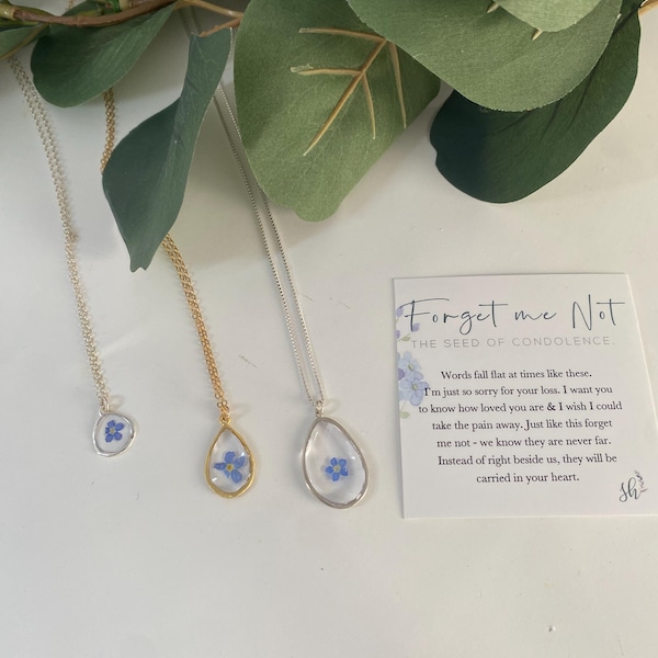 Forget Me Not Flower Necklace. Loss of a loved one. Loss of a loved one gift. Sympathy Gift. Funeral Gift. Forget Me Not. Gift for loss