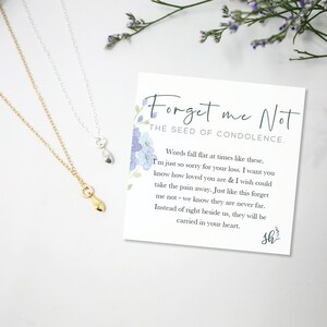 Forget Me Not Seed Necklace: Sterling Silver Condolence Gift