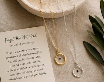 Miscarriage Memorial Necklace with Forget Me Not Seed | Pregnancy Loss Gift | Baby Loss Keepsake Jewelry for Mom, Infant Loss