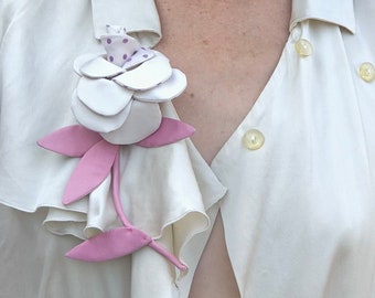 Rose Inspired Silk Floral Brooch
