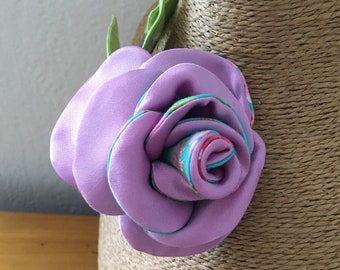 Flower brooch textile jewel inspired by the rose fashion accessory for women