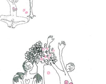 LOVE Risograph card, lovers