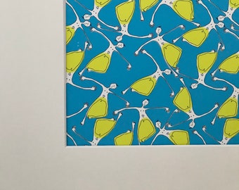 Drawing patterns of colorful characters Art print