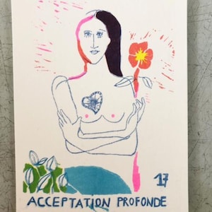 Carte d'art impression risographie Acceptation