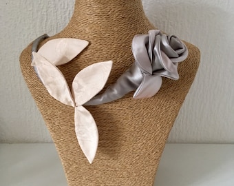 Floral brooch textile jewelry inspired by rose wedding accessory for women