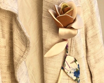 Rose inspired floral brooch