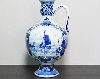 本物のロイヤルデルフト花瓶 1979年 手描き 伝統的なオランダブルー