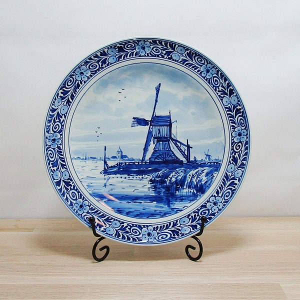 PORCELEYNE FLES - ROYAL Delft Blue Wall Plate with Watermill - Original Dutch Delftware - Made in 1977