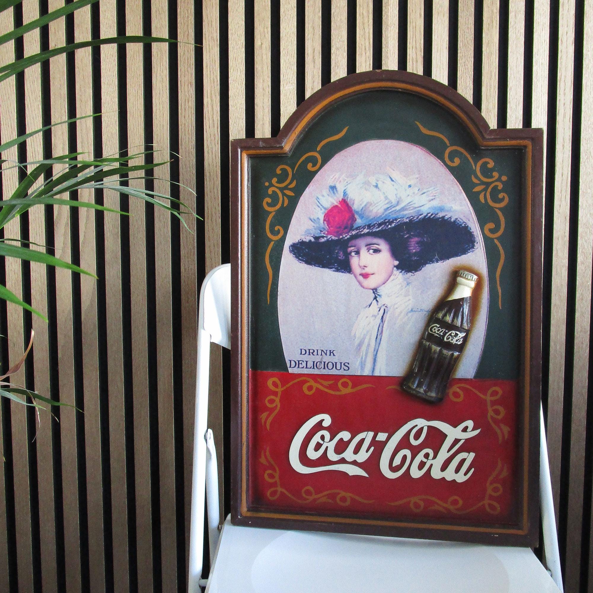 Vintage COCA COLA SIGN, 1970s Advertisement on Wood Panel - Etsy