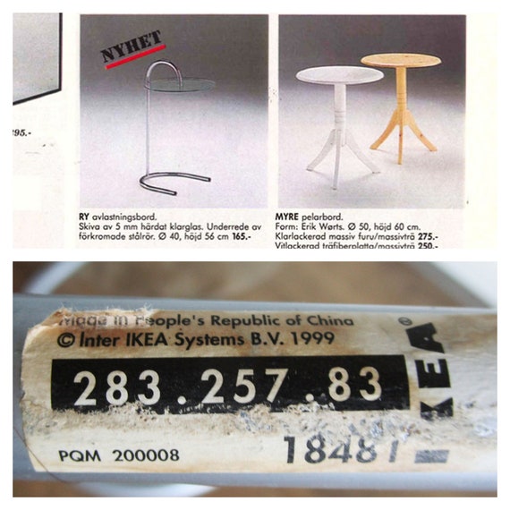 ヴィンテージ IKEA Ry 1990年代 サイドテーブル / ガラストップと金属