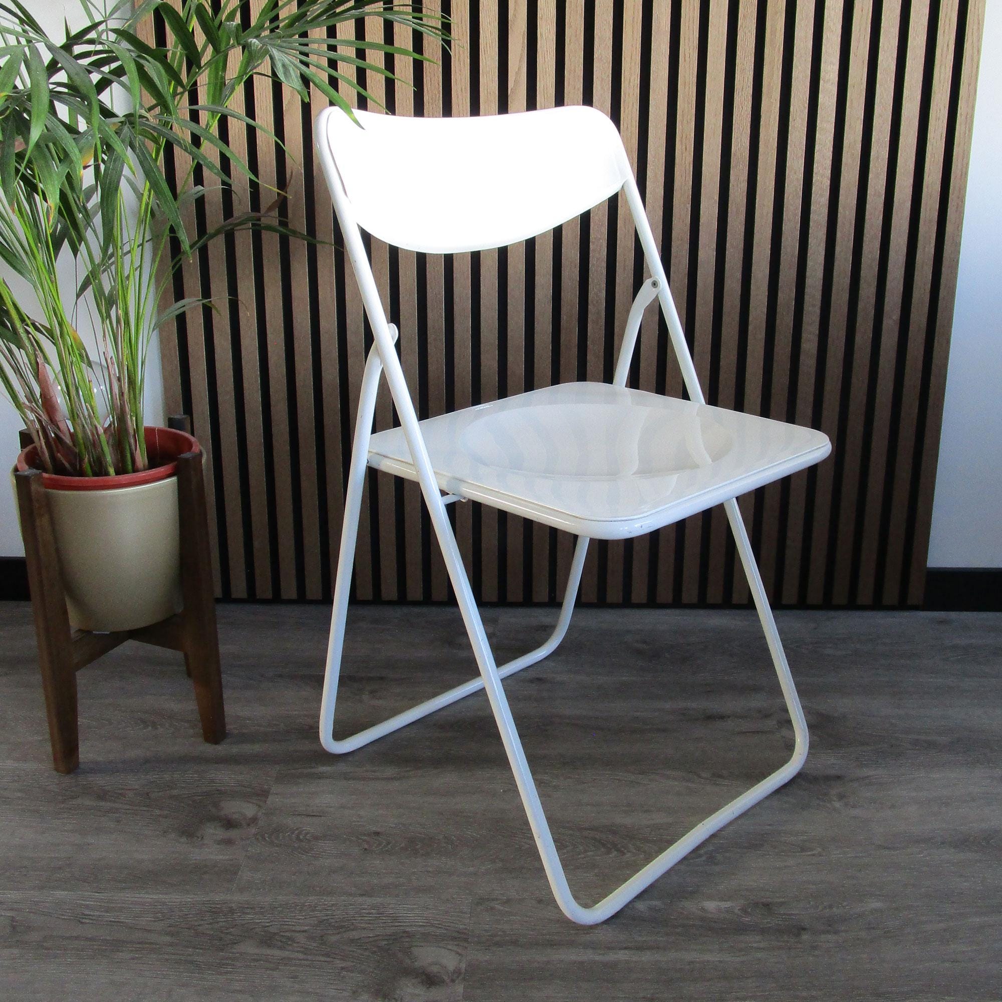 Vintage IKEA TED White 1980s Folding CHAIR Designed by Niels