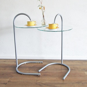 Vintage IKEA Ry 1990s SIDE TABLE / Coffee table with glass top and metaal frame - Price is for the pair