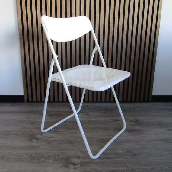 Vintage IKEA TED White 1980s Folding CHAIR Designed by Niels