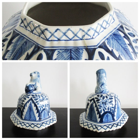 HUGE TICHELAAR MAKKUM - Delftsblauwe vaas/pot jaren 30 met