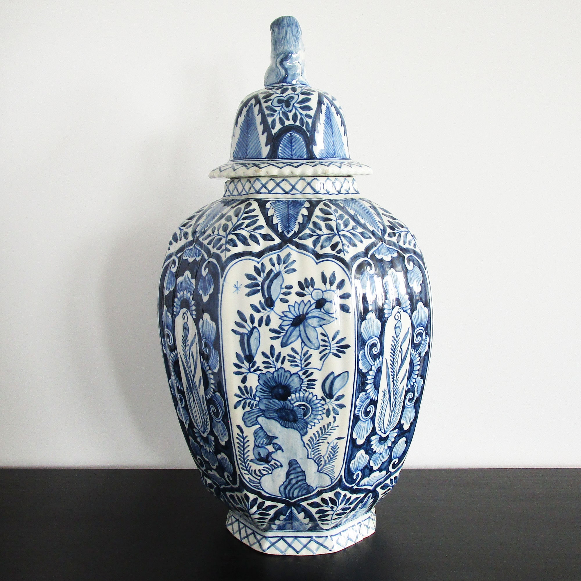  Tichelaar Makkum花器 HUGE TICHELAAR MAKKUM - Delftsblauwe vaas/pot jaren 30 met