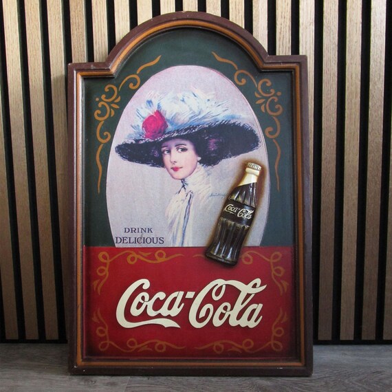 Vintage COCA COLA SIGN, 1970s Advertisement on Wood Panel - Etsy