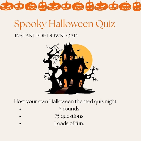 Printable Halloween Quiz PDF - 75 Trivia Questions to host your own Halloween Quiz Night