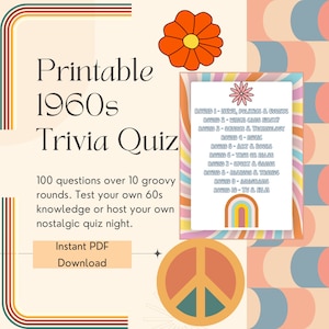 Druckbares 1960er Jahre Quiz - 100 Fragen