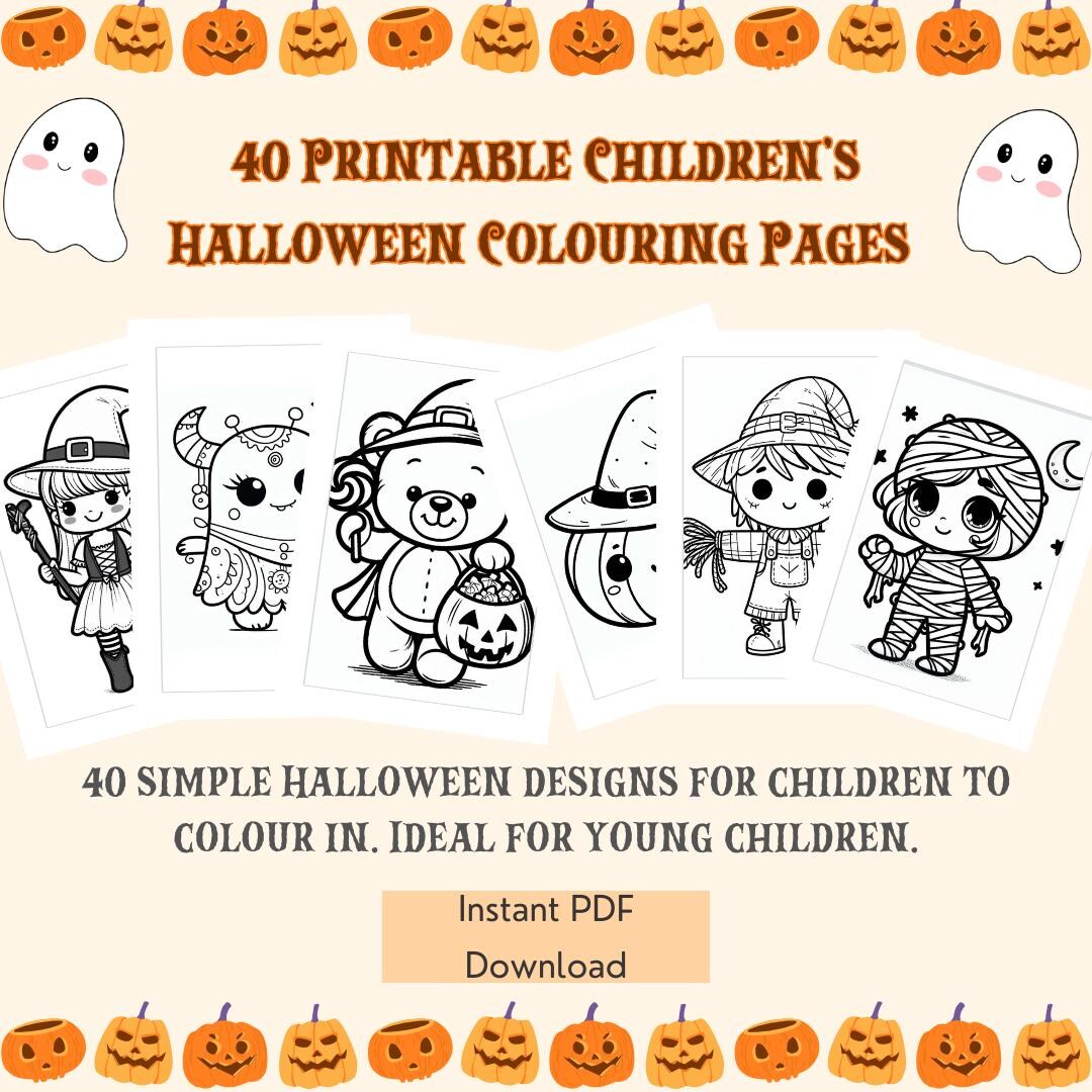 Printable 40 Kids Halloween Colouring Pages - for Young Children and ...