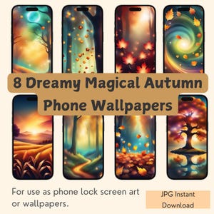 Dreamy Magical Autumn Phone Wallpapers/Lock screen art - 8 high quality Fall JPGs for iPhone & any smartphone