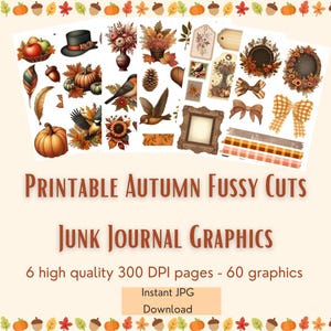 Découpes automne automne imprimables - feuilles de collage pour scrapbooking, journal indésirable, embellissements de fabrication de cartes et travaux manuels d'automne