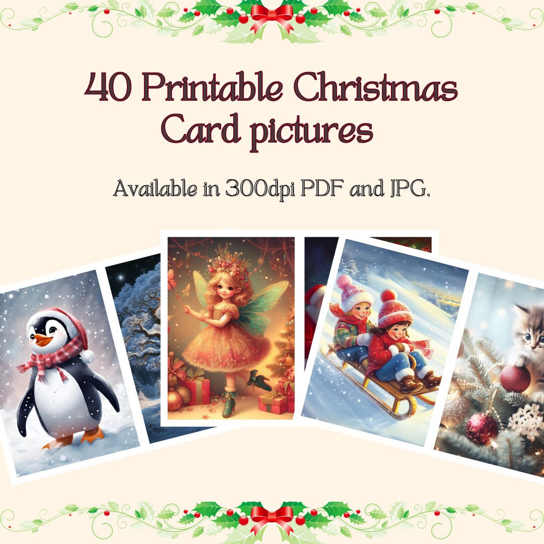 40 Printable Christmas Card Images Use for Cardmaking - Etsy UK