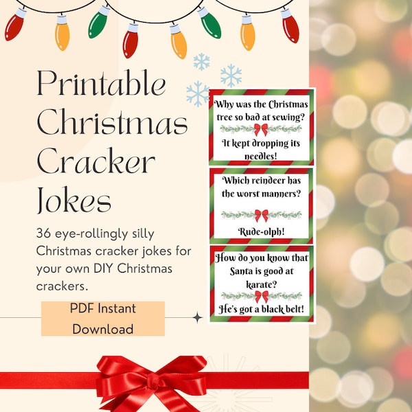 Printable 36 Christmas Cracker Jokes, DIY Christmas Cracker Fillers
