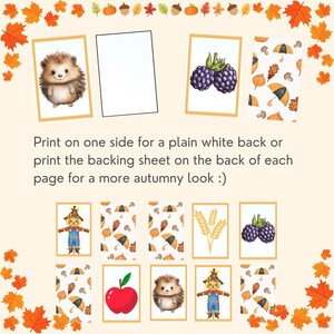 Printable Autumn Fall Matching Pairs Memory Game - 16 Pairs of Autumn ...