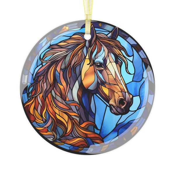 Horse Gift; Western Horse, Horse Lover Gift, Horse Stained Glass Design; Glass Ornament