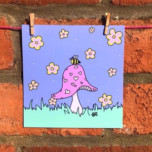 Mushroom and Bee Print