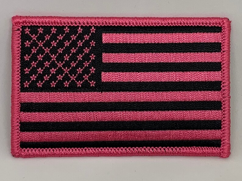 31/2 X 21/4 US Flag Patch Pink on Black Made in Etsy