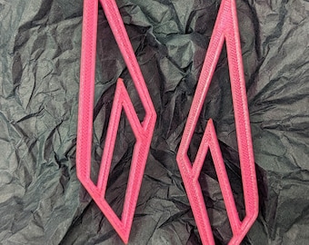 Asymmetrical Neon Drop Earrings--3D Printed Statement Earrings--Fluorescent Geometric--Cyber Mod Earrings--Lightweight Festival Jewelry