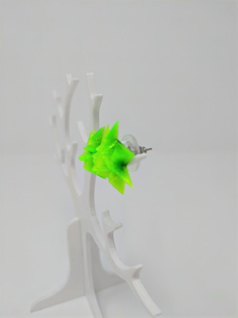 Fluorescent 3D Printed Stud Earrings--Neon Starburst--Geometric Jewelry--Contemporary Mod Earrings--Bright Colors--Lightweight Earrings