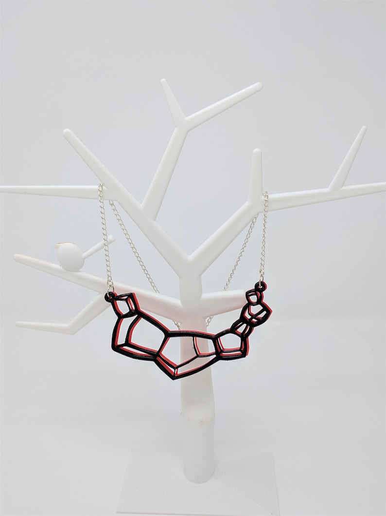 Reversible Statement Necklace in Red /& WhiteBlack--Fluorescent 3D Printed Jewelry--Stacked Asymmetrical--Neon Contemporary Mod Necklace