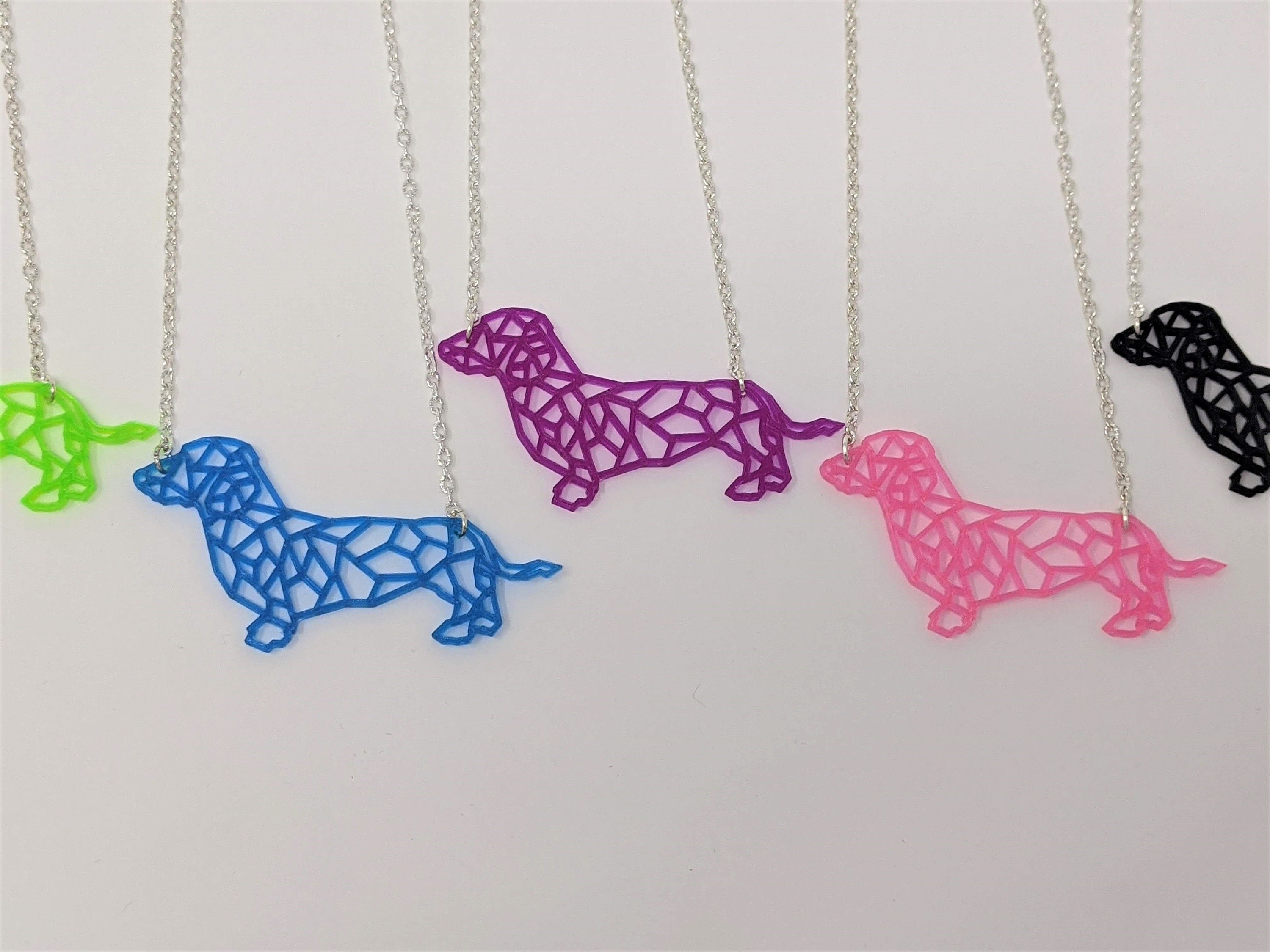 Pendentif Chien Teckel (Dachshund) En Argent Sterling 925 - Sculpture 3D - Neuf Avec Étiquettes