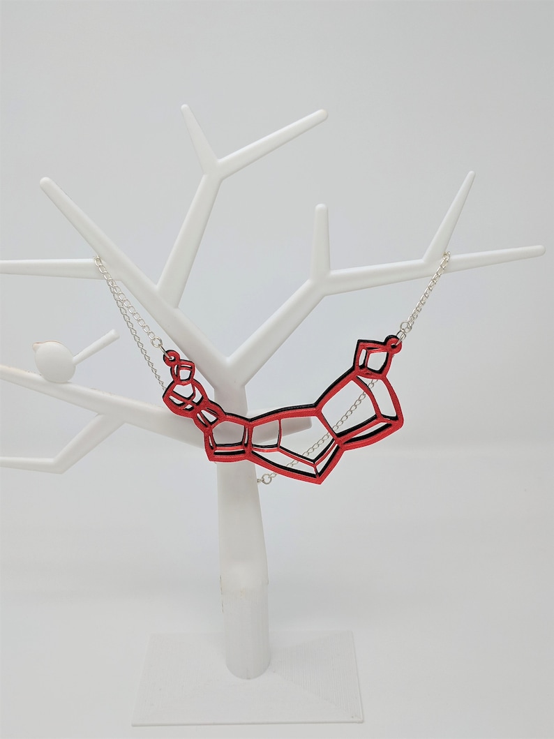 Reversible Statement Necklace in Red /& WhiteBlack--Fluorescent 3D Printed Jewelry--Stacked Asymmetrical--Neon Contemporary Mod Necklace