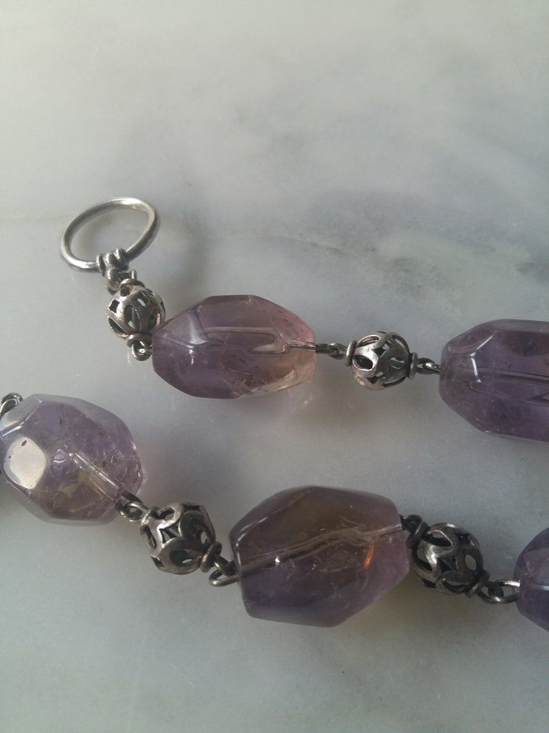 Set of 2 Amethyst Ametrine Bracelets with Sterling Silver Spacers and Toggle Clasp