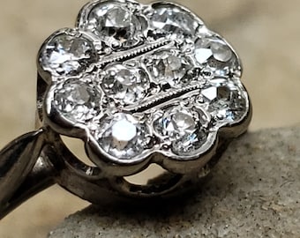 Edwardian Ring / Edwardian Diamond Cluster Ring / Old European Cut Diamond Cluster Ring