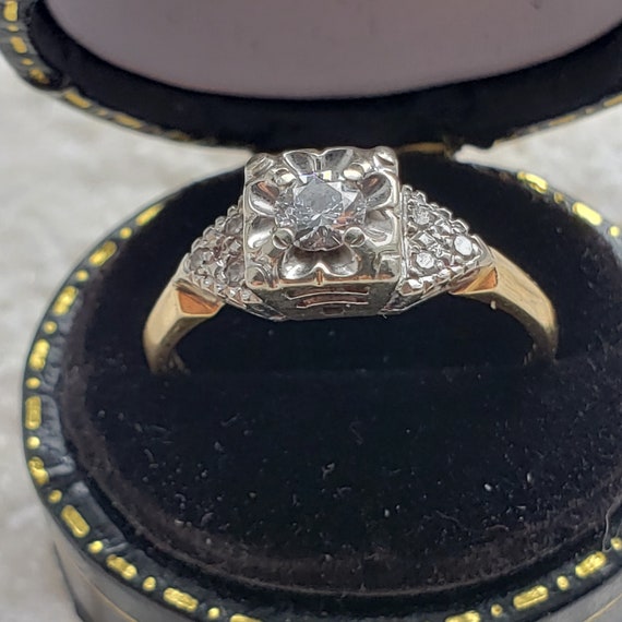 Vintage Retro Engagement Ring / 1940s Engagement … - image 3