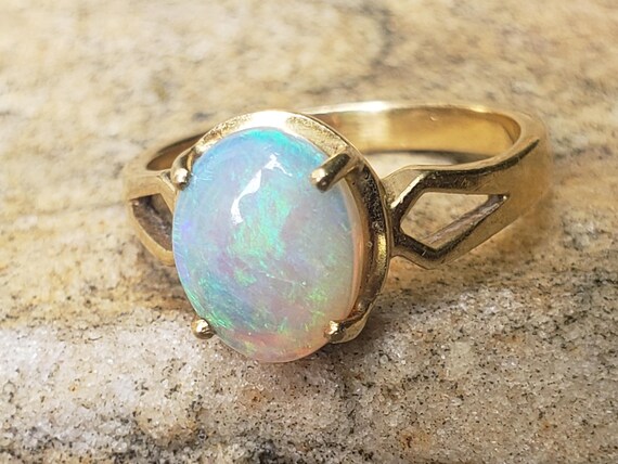 Opal Ring / October Birthstone / Solid Natural Op… - image 5