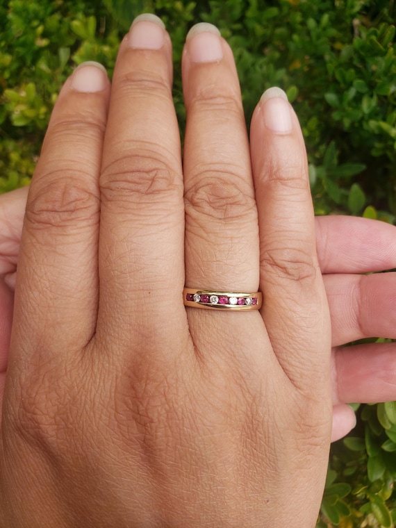 Ruby and Diamond Ring / Channel Set Ruby and Diam… - image 2