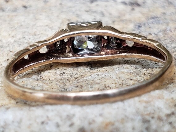 Two Tone Engagement Ring / Transitional Cut Diamo… - image 8