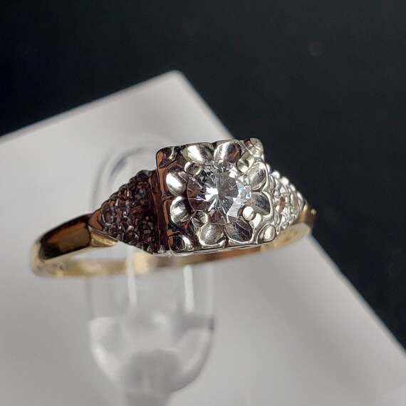Vintage Retro Engagement Ring / 1940s Engagement … - image 9