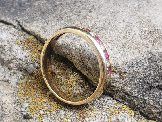 Ruby and Diamond Ring / Channel Set Ruby and Diam… - image 5